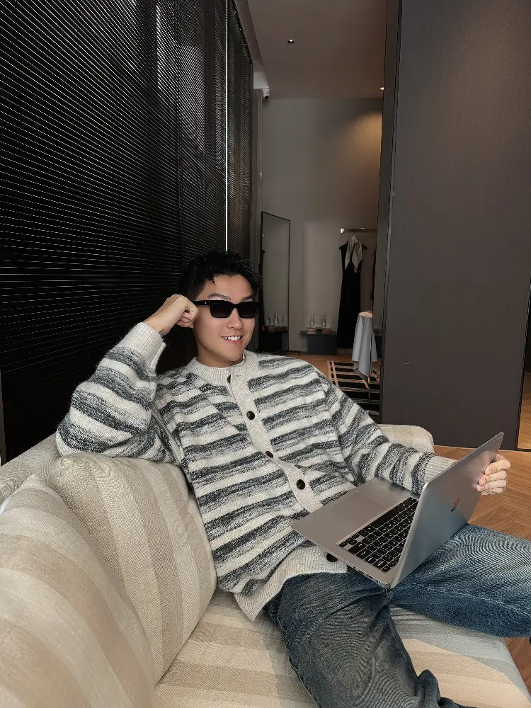 Men's striped cardigan manufacturer