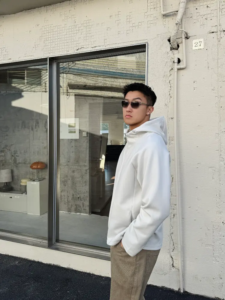 Wholesale Men's White Hooded Jacket