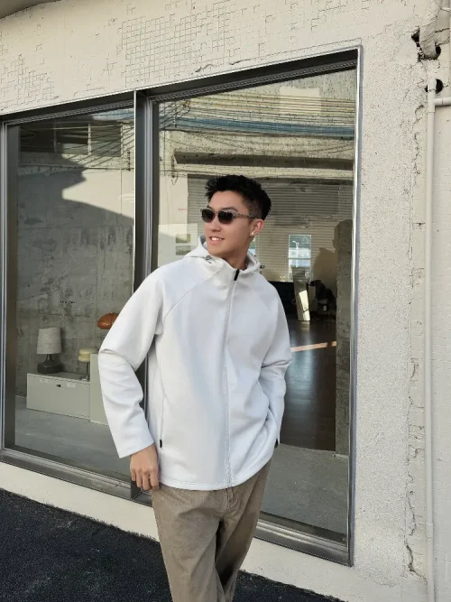 Wholesale Men's White Hooded Jacket